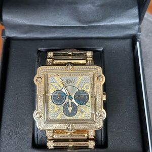 JBW Luxury Men’s Phantom 2.38 ctw Diamond Wrist Watch with Leather Bracelet